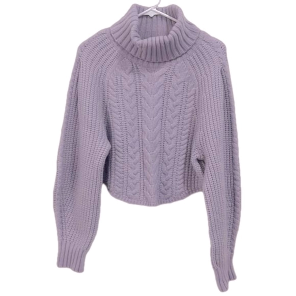 dh NEW YORK Lavender Cable Knit Turtleneck Sweater